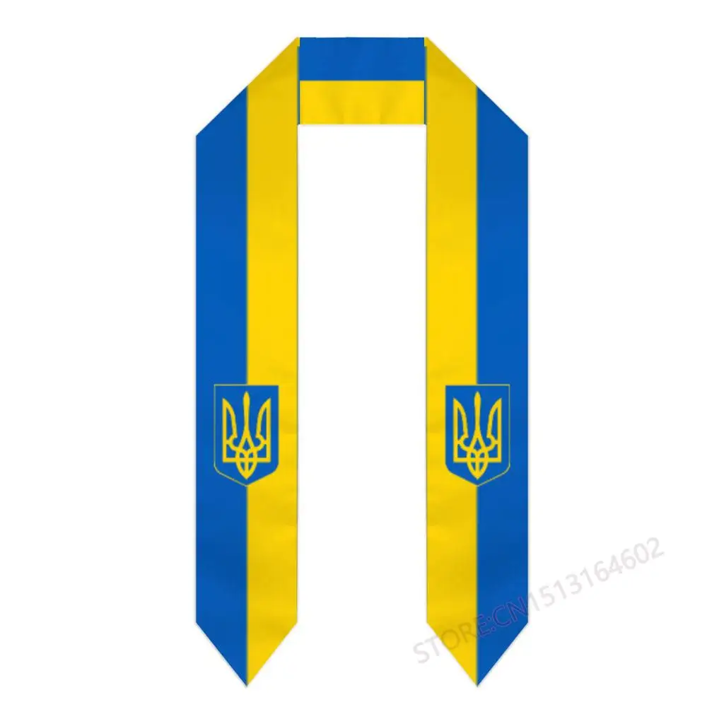 Custom Name Or Logo Ukraine Flag Scarf Graduation Stole Sash International Study Abroad Class of 2023 Shawl