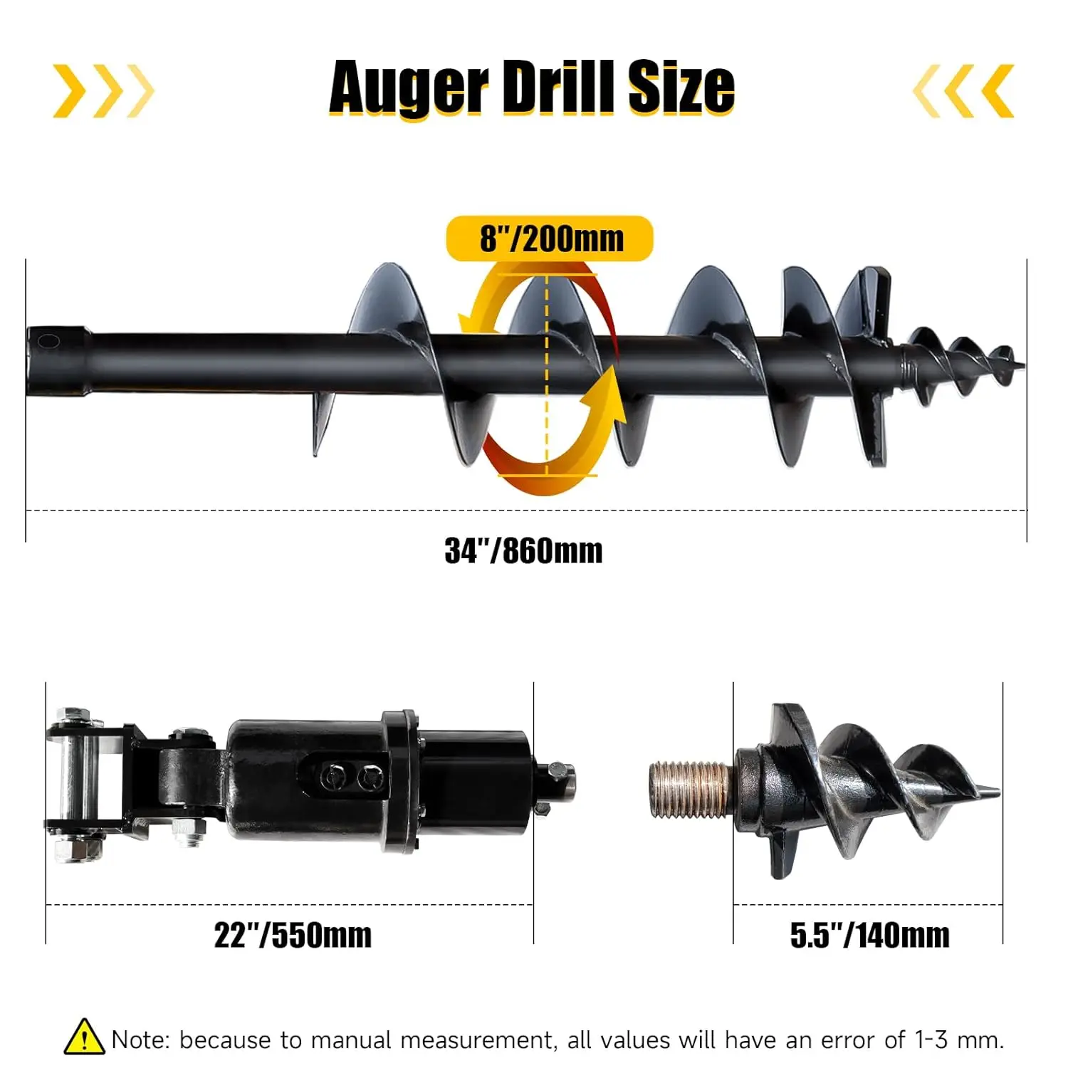 MMS 200MM Diameter Auger Drill Mini Excavator Attachments for 1Ton-1.5Ton Mini Excavators Small Digger Free Shipping
