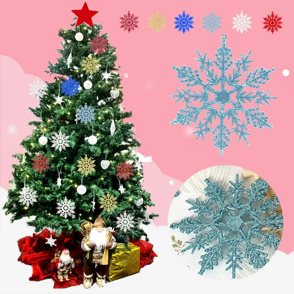 

24pcs Snowflake Christmas Tree Glitter Snowflakes 10cm Hanging Christmas Tree Decoration Home Window Decor christmas decor