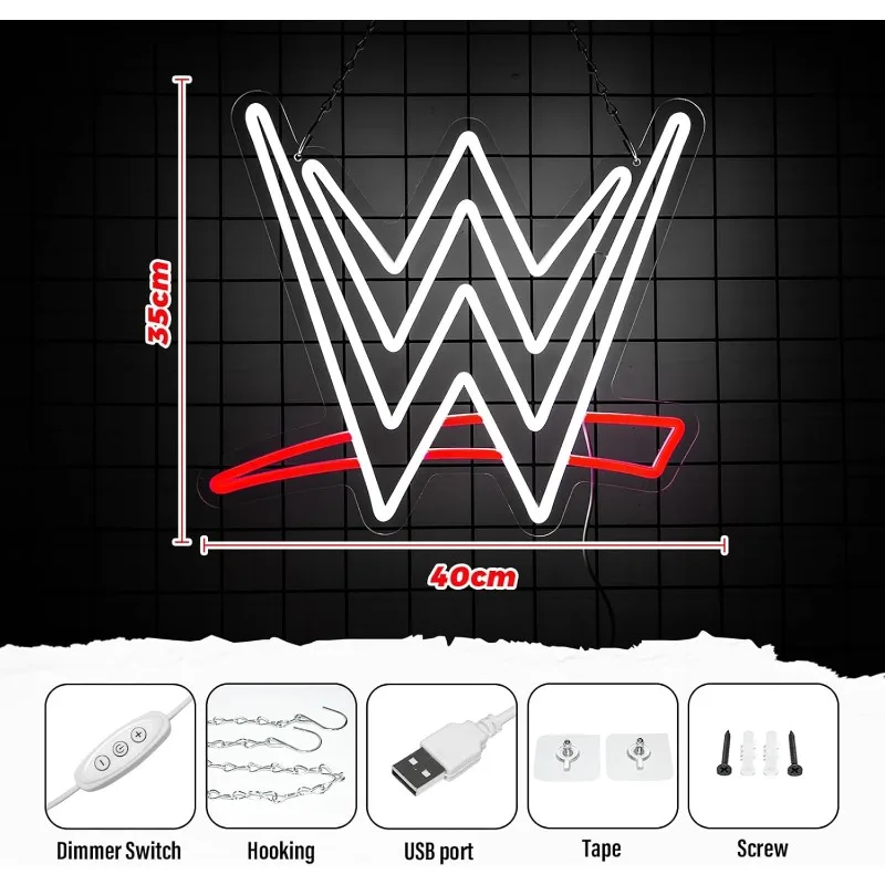 XM Wrestling Neon Lights LED for Wall  Room Decoration USB Night Light Game Bedroom Birthday Game Party Favors gaming room CCC