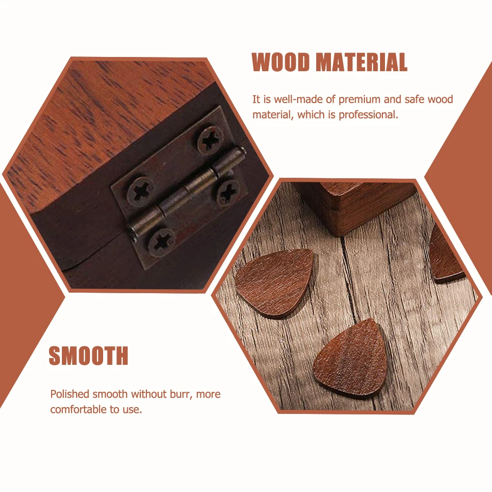 

1Set Durable Wooden Guitar Plectrums Boxed Picks Fine Workmanship for Authentic Sound and Finger Protection Folk Guitar Pick