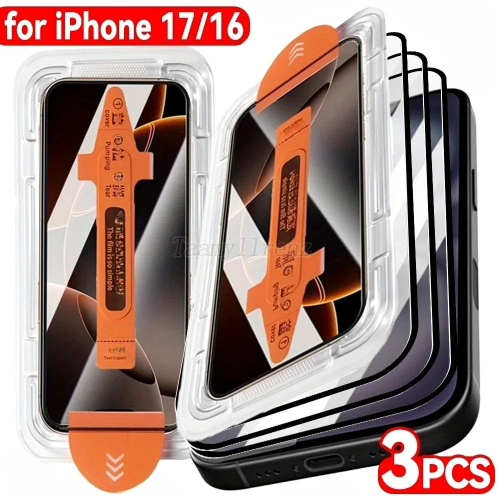 

3Pcs Ultra HD Screen Protector for iPhone 17 16 15 14 Pro Max 15 16 Plus Tempered Glass for iPhone 13 12 11 Pro 17 Air XR XS Max