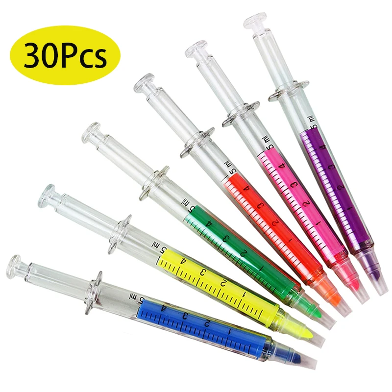 30Pcs Fluorescent Stationery Highlighter Marker Pen Fluorescent Markers Officc Highlighted Pen Watercolor Pens