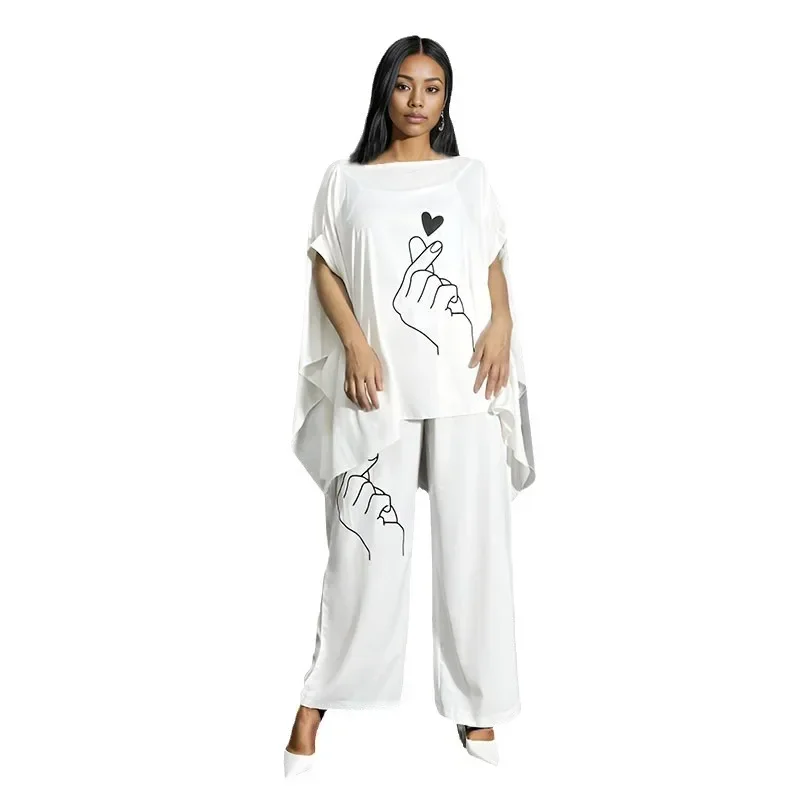 Two Piece Set Batwing Sleeve Suit Tops And Trousers Pants Africa Clothes African New Dashiki Fashion Party For Women Outfits