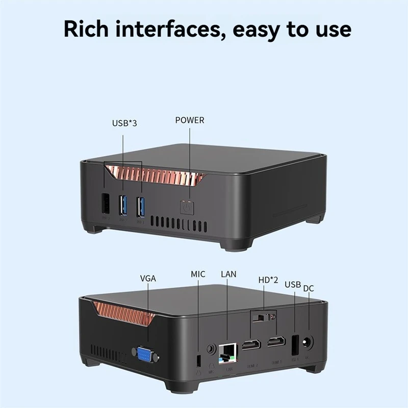 Mini PC 8GB DDR4 512G Nvme   Mini Desktop Computers Support HD 4K Triple Display 4K HD Port VGA Win 11 EU Plug