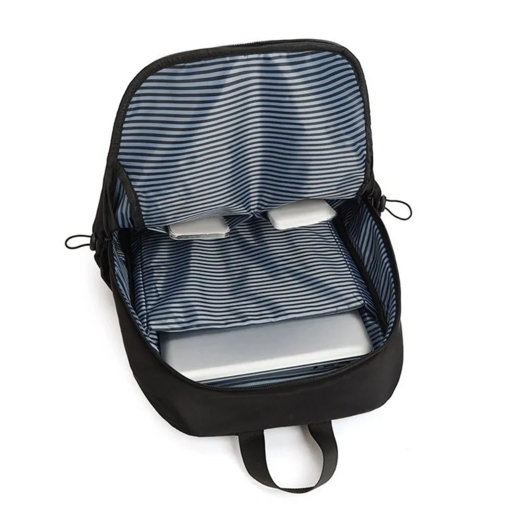 Portable Men Backpack Large Capacity Laptop Bag Student Backpack Solid Color Waterproof Oxford Cloth Backpack Student Daily