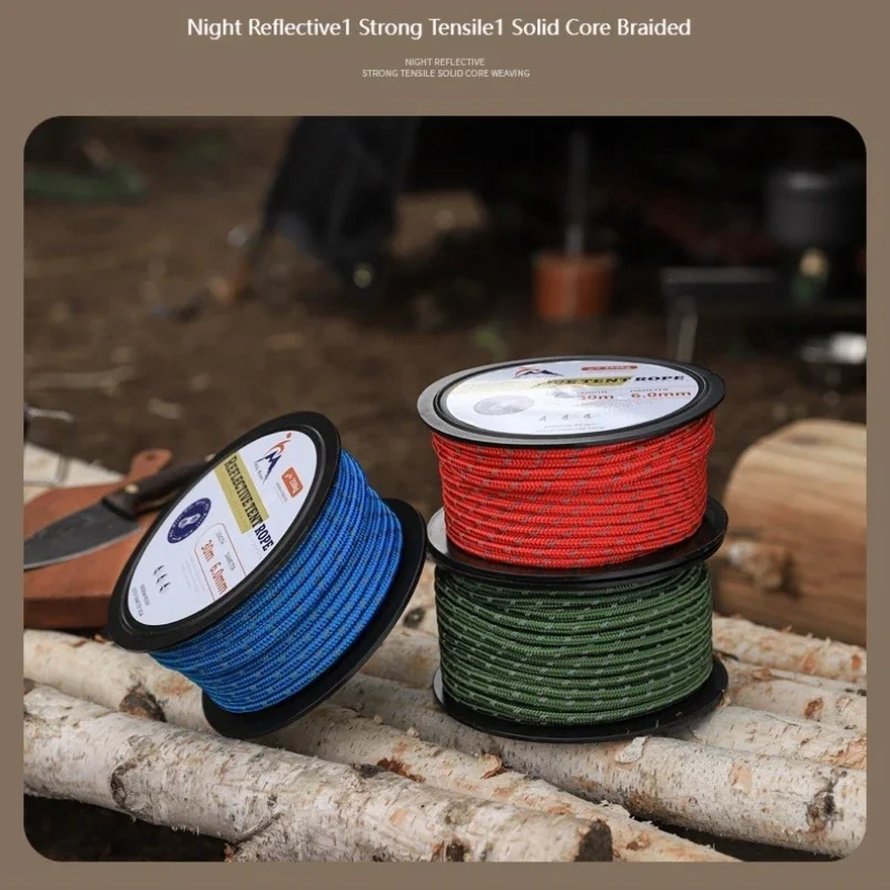 

Светоотражающая веревка диаметром 6 мм, длиной 30 м – для крепления тентов, использования в кемпинге, защиты от ветра, крепления навесов от солнца и простой сушки.