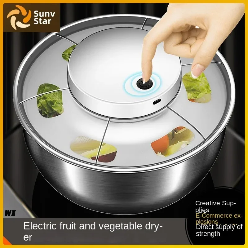 Automatic Electric Salad Spinner Food Strainers Salad Making Tool Multifunctional Vegetable Washer Salad Vegetable Dryer Mixer