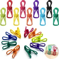 10Pcs Metal Clip Bag Clips Paper Holder Clamps Utility Coated Colorful Sealer Clips Clothesline Clip Pins for Laundry Hanging
