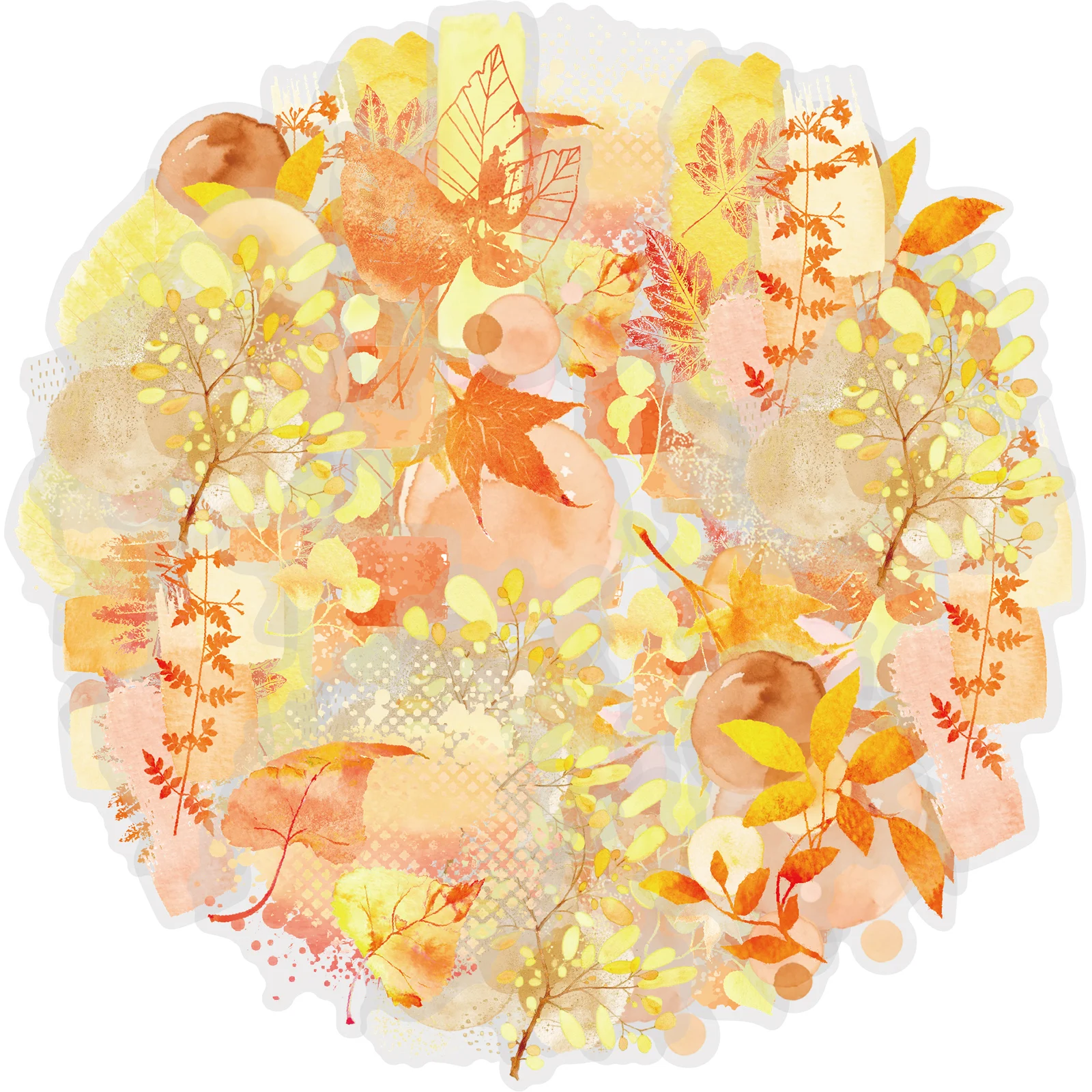 Etori Life 20pcs Warm Orange Autumn Leaf Stickers Watercolor Block Autumn Leaf Patterns Journal Background Material Suitable for DIY Guka Envelopes, Laptops, Phone Backs, Handbags, Guitars, Water Bottles, Pencil Cases, Postcards and Envelopes, Helmets and Bicycles, School Supplies, Office Decoration Supplies, Scrapbooking Supplies, Children's Stationery Stickers