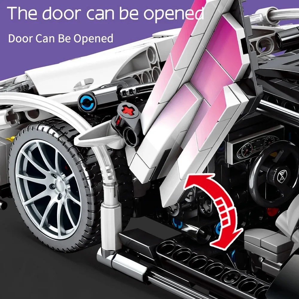 MOC technique Super vitesse Supercar Roadster Hypercar voiture de sport modèle télécommandé 1337 pièces blocs de construction brique Puzzle jouets