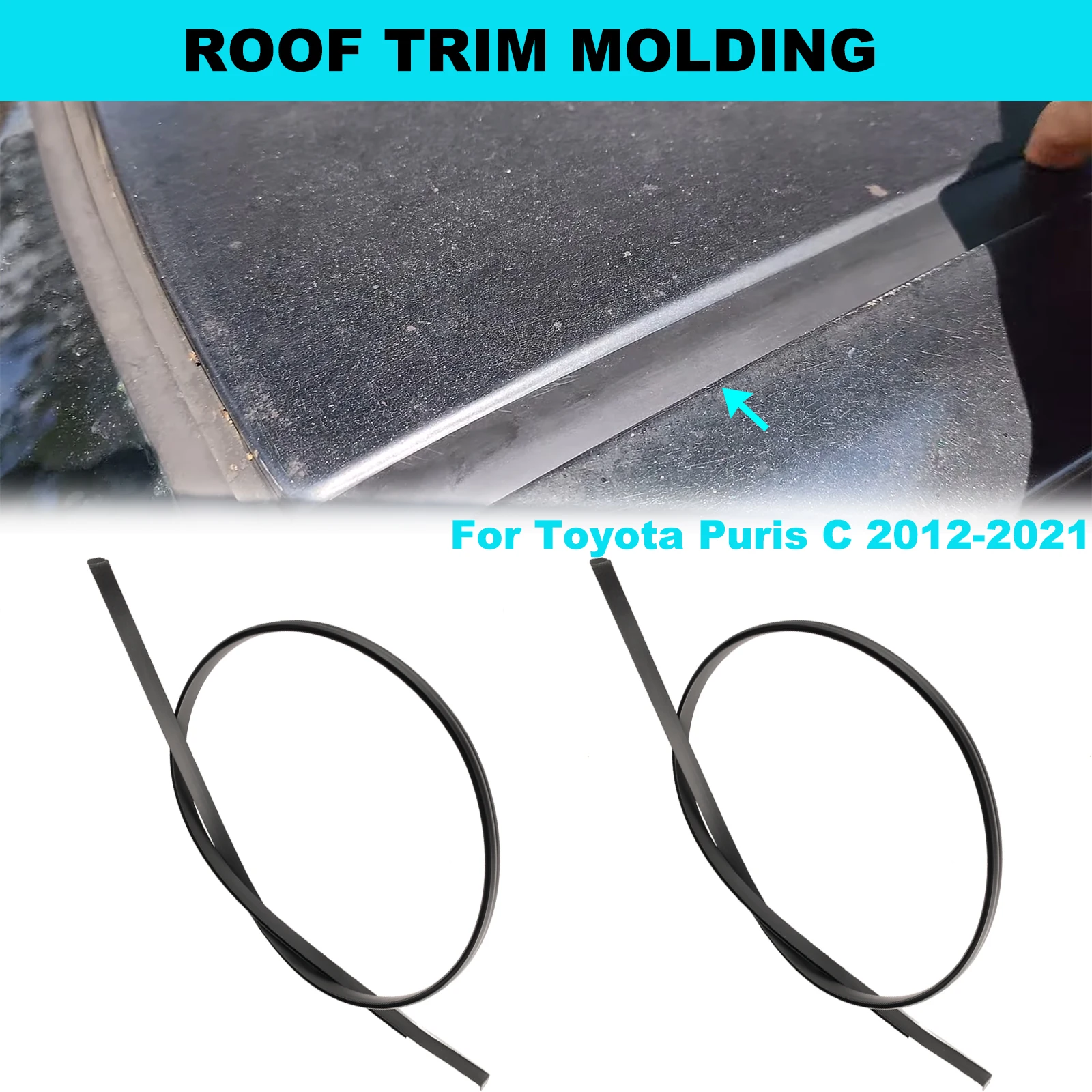 2 Stück für Toyota Prius C 2012-2021 Dachgummi-Tropfleisten-Dichtungsstreifen 75552-52190 75551-52210 – Detail 3