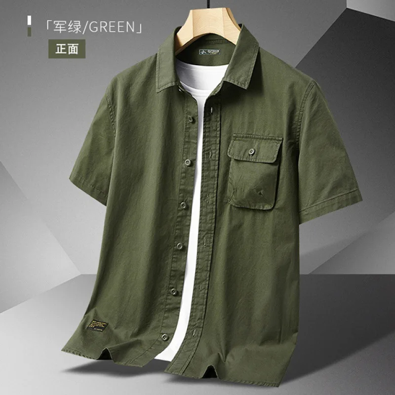 Summer Lightweight Short Sleeve Cotton Shirt Men's Business Breathable Casual Top