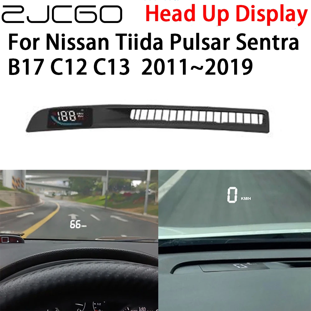 ZJCGO Car HUD Head Up Display Speedometer Projector Electronic Accessories for Nissan Tiida Pulsar Sentra B17 C12 C13  2011~2019