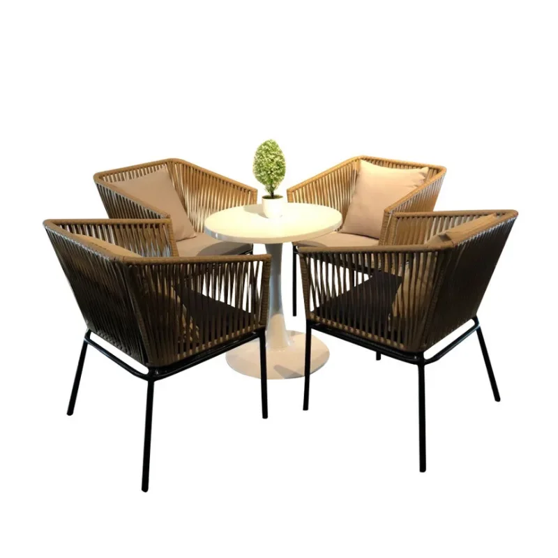 

Nordic outdoor tables and chairs designer rattan furniture hotel villa terrace garden courtyard rattan chairs outdoor dining