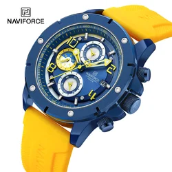 NAVIFORCE New Fashion Men’s Watch Chronograph Business Quartz Wristwatches Waterproof Luminous Silicone Strap Clock Reloj Hombre