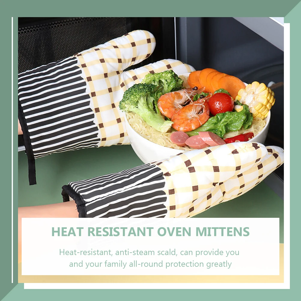 

Heat Resistant Cotton Oven Mitts Anti Steam Scald Kitchen Gloves Microwave Mittens For Cooking Barbecue Soup