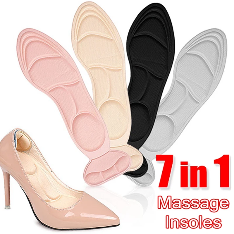 

7D Memory Foam Insoles Women 2 In 1 High-heel Shoes Insoles Anti-slip Cutable Insole Comfort Breathable Foot Massage Shoe Pads