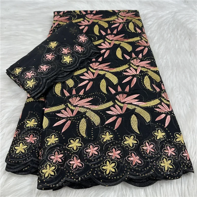 

5 ярдов африканская швейцарская вуаль кружевная ткань с вышивкой высокого качества с сухими камнями 100% хлопок в Дубае стиль для свадьбы 18L172101