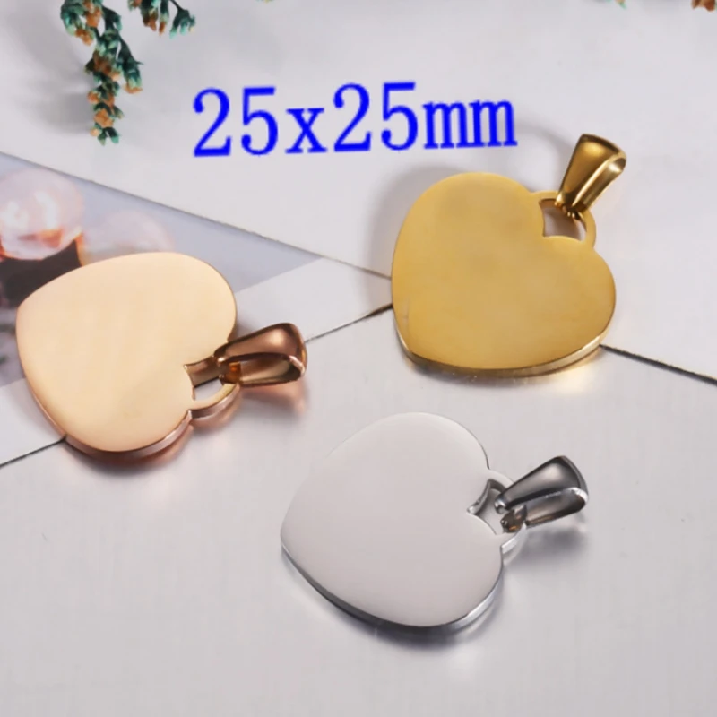 New 20*20mm 25*25mm 20piece/lot Love Heart Stamping Blanks Tags Mirror Polishe Stainless Steels DIY Hearts Charm Finding