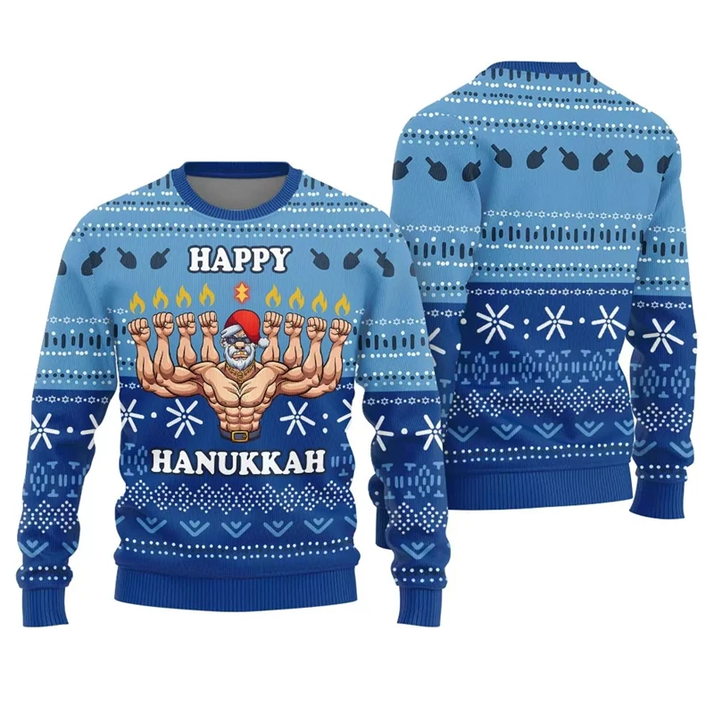 2026 Funny Santa Claus Graphic Ugly Christmas Pullover For Men Winter Warm Pullover Casual Loose Fit Holiday Sweatshirt