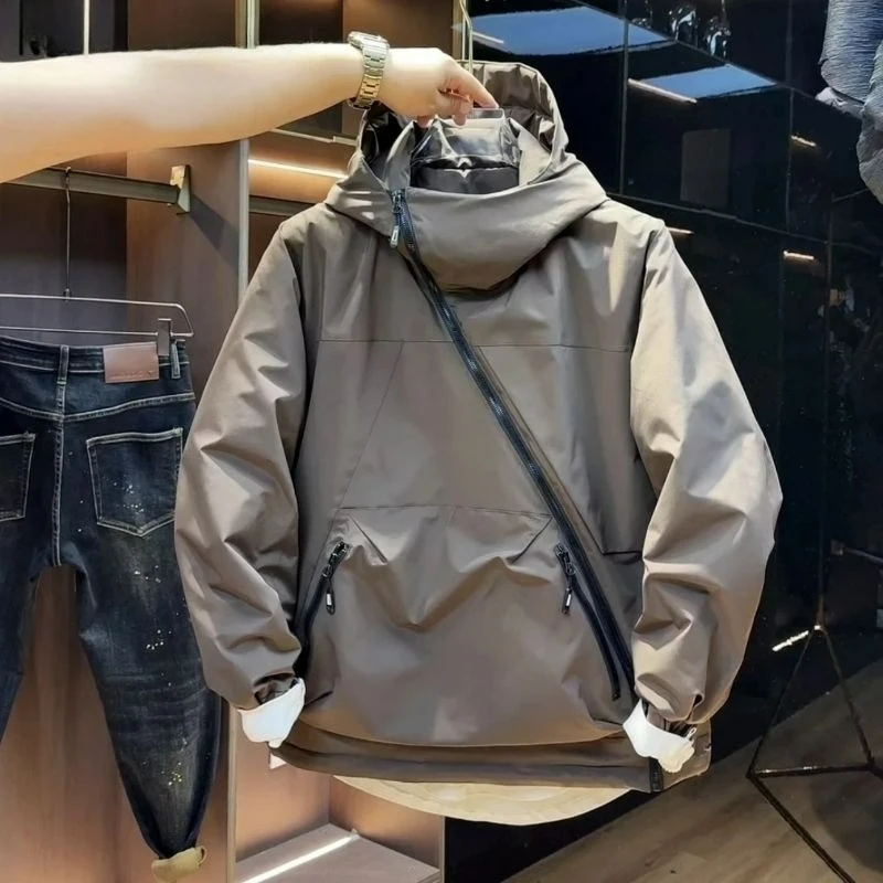 

The 25-year New Style Workwear Down Jacket Sweatshirt Men's Coat Hooded Versatile Loose Windproof Solid Color High-end Look Top