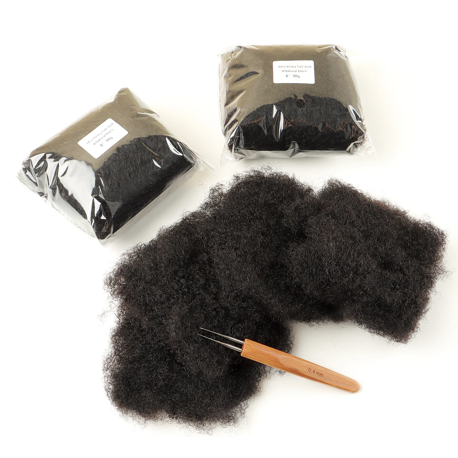 Extensions de cheveux afro crépus en vrac pour tressage, dreadlock, cheveux humains, tresses document naturel, 1 pièce, 30 grammes