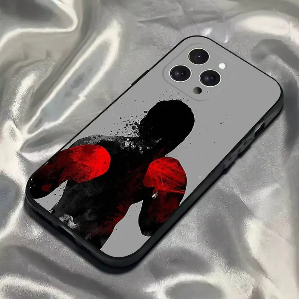 Étui de téléphone avec gants de boxe pour iPhone 16,15,14,13,12,11,Pro,Max,Plus,X,XS,SE4,E,Mini, étui noir souple