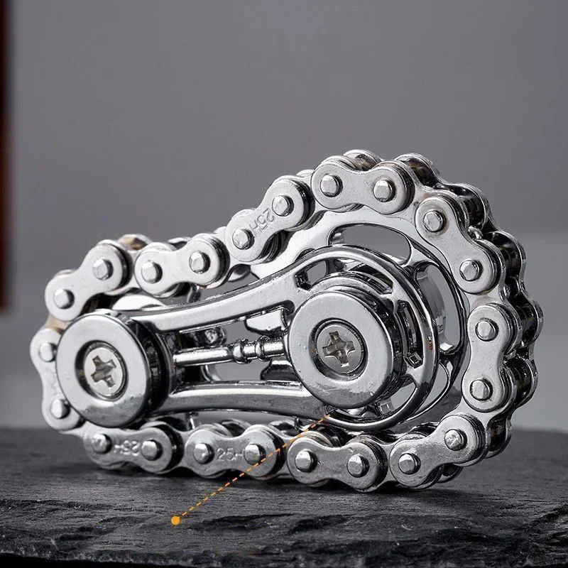 تململ سبينر ضد الإجهاد القلق سلاسل الدراجة المعدنية سبينر EDC لعب للأطفال الكبار لعبة اليد سلسلة الأسنان دولاب الموازنة الميكانيكية #4