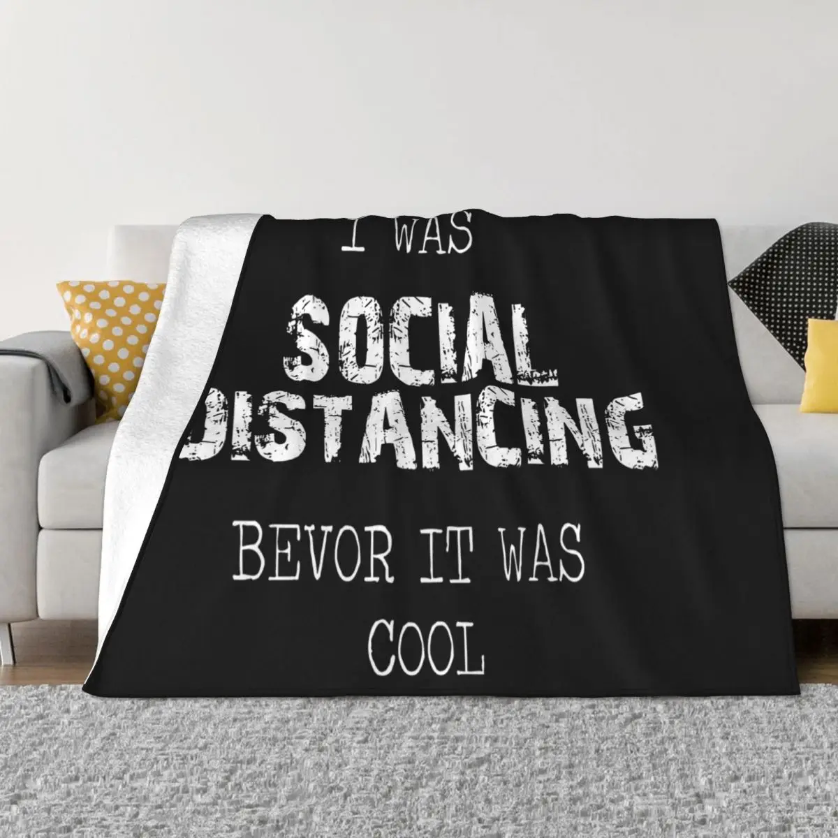 Social Distancing Funny Humor Cotton Mens Graphic Letter Casual Fitness Breathable More Colors Print Throw Blanket