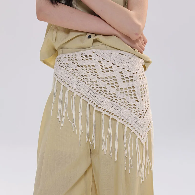 

%cotton multifunctional skirt with tie women, soft neck-protecting scarf, forest-style scarf with tassels, pastoral