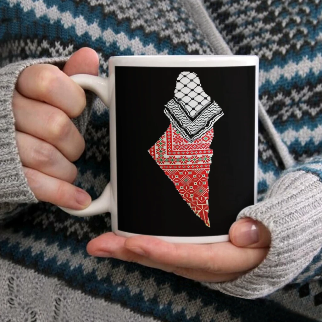 

Embroidery Palestinian MapCoffee Mug Tea Cup 11oz Coffee Cup Funny Birthday Ceramic Mug Personalized Cup