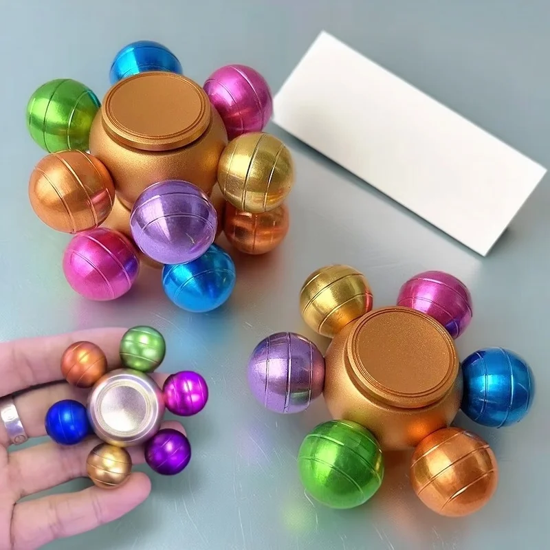 성인 및 어린이용 신기한 금속 손가락 회전 장난감 - 무지개 색상 스트레스 해소 및 불안 완화 핸드스피너 선물용 장난감