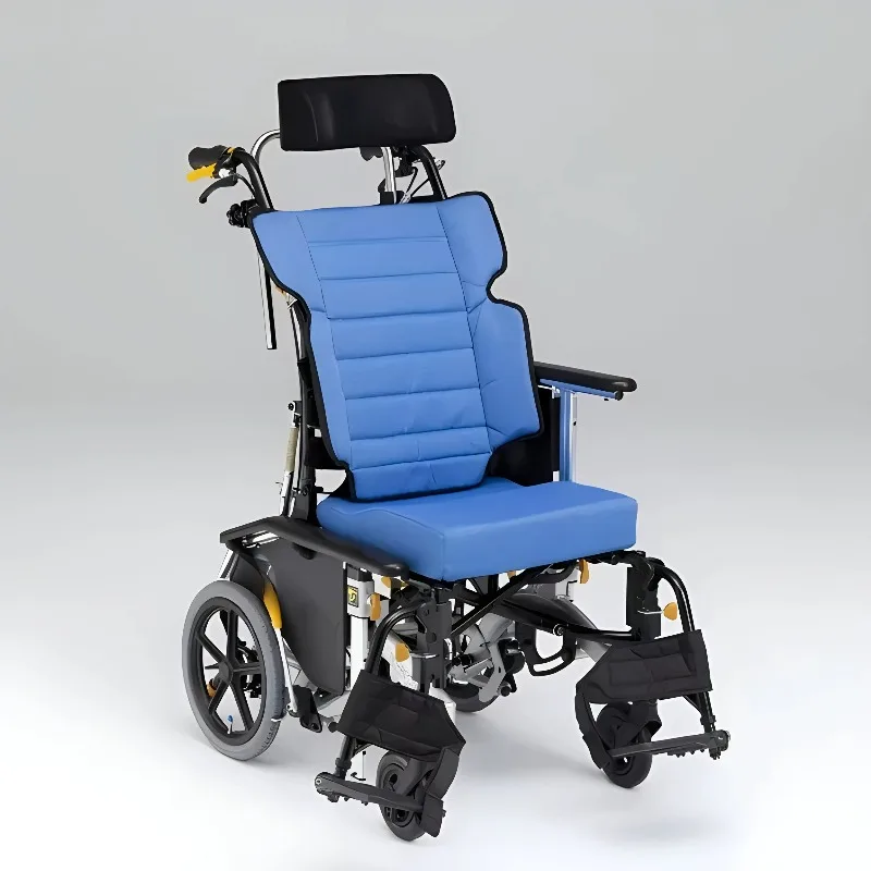 Wheelchair: High-back, adjustable seat angle, lightweight folding wheelchair