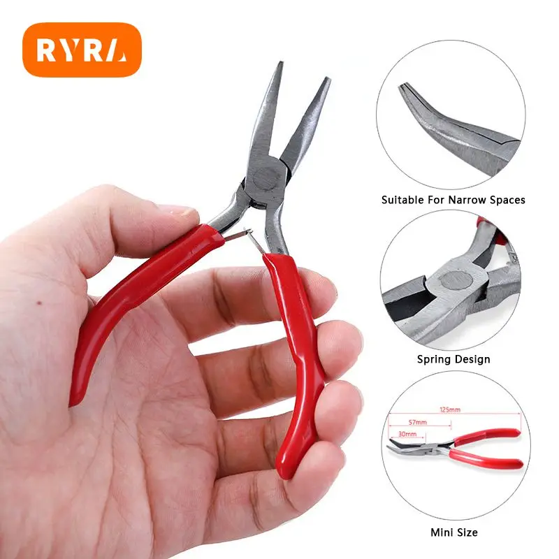 Multifunctional Pliers Nylon Flat Mouth Clamping Wire Pliers Carbon Steel Clamp Adjustable Mini Jewelry Pliers DIY Handwork Tool