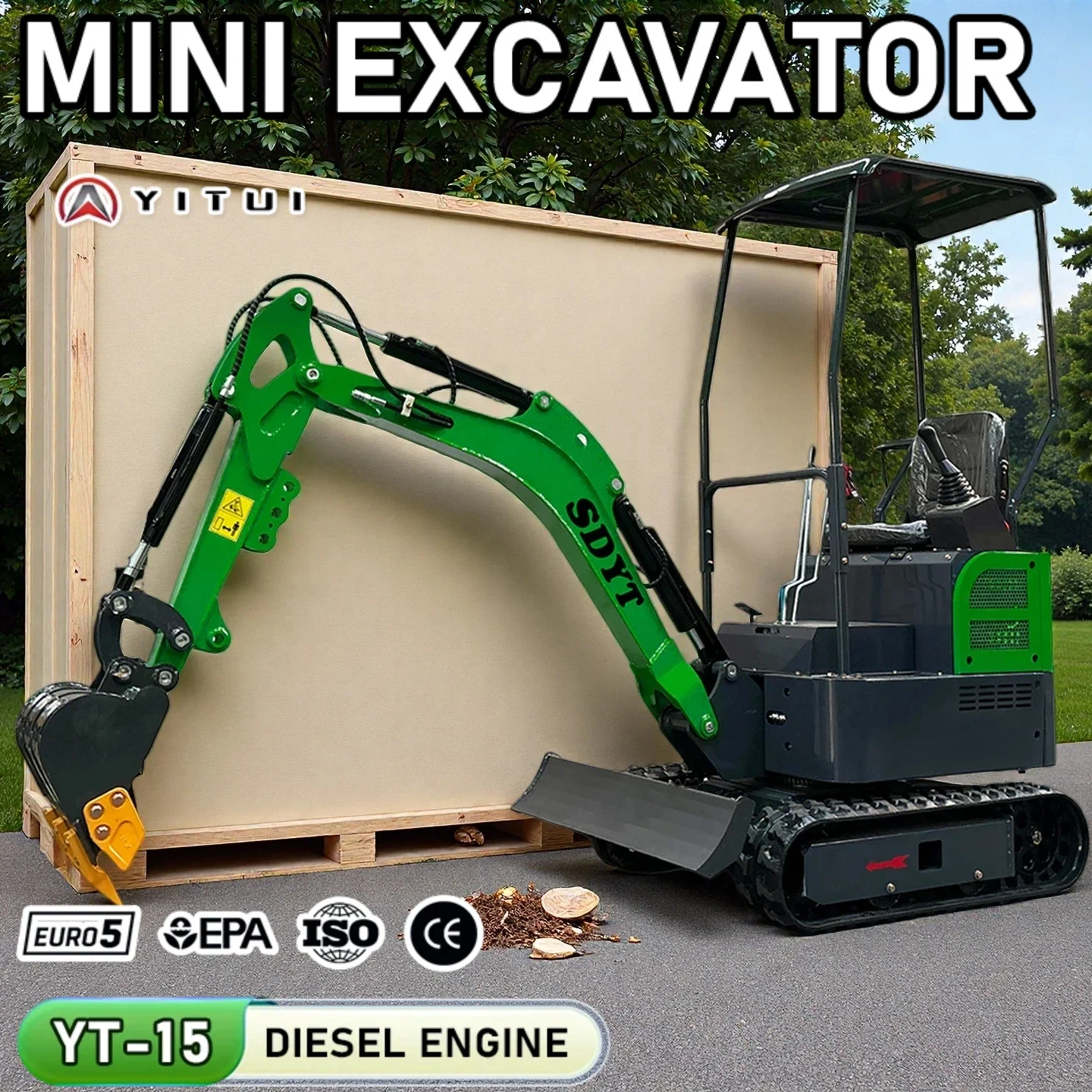 تخصيص 1.5 طن حفارة صغيرة الديزل حفارة صغيرة حفار زاحف مع المرفقات قواطع المنتزع للمزرعة Epa معتمد