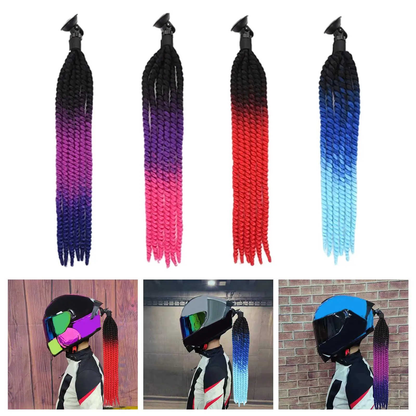 

Helmet Pigtails Reusable Cosplay Wig Punk 22inch Decoration Helmet Hair Fit for Bicycle Bike Motorcycle (Helmet Not Included)