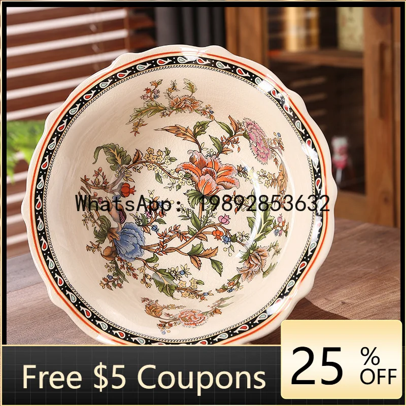 

Z5 Ceramic Fruit Plate Villa Living Room Home American Retro High-Legged Fruit and Nut Plate