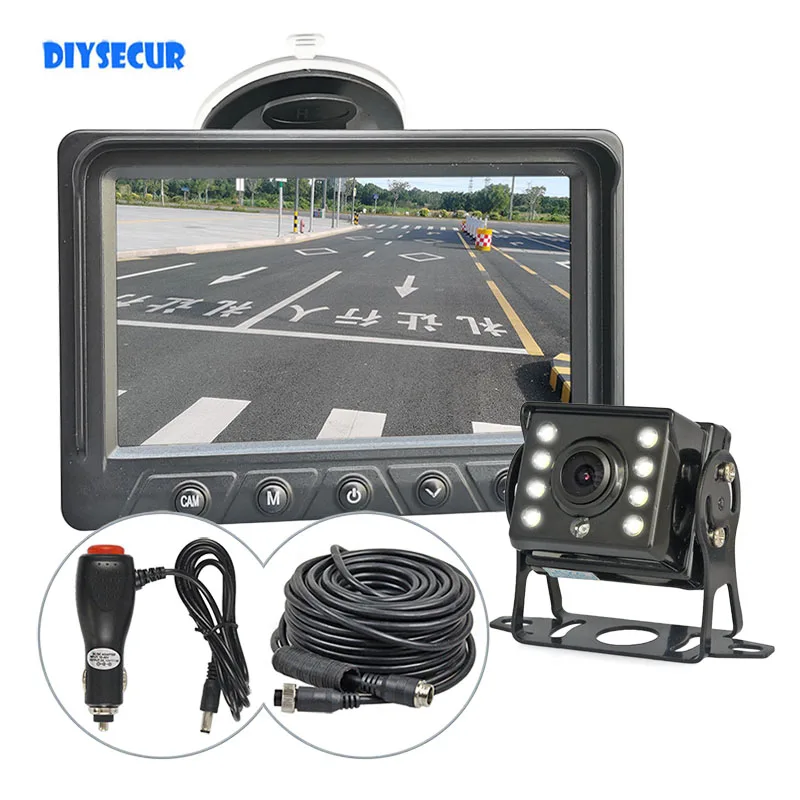 

DIYSECUR 1920x1080 5inch AHD IPS Rear View Car Monitor Waterproof LED Night Vision AHD Backup Car Camera Easy Installation