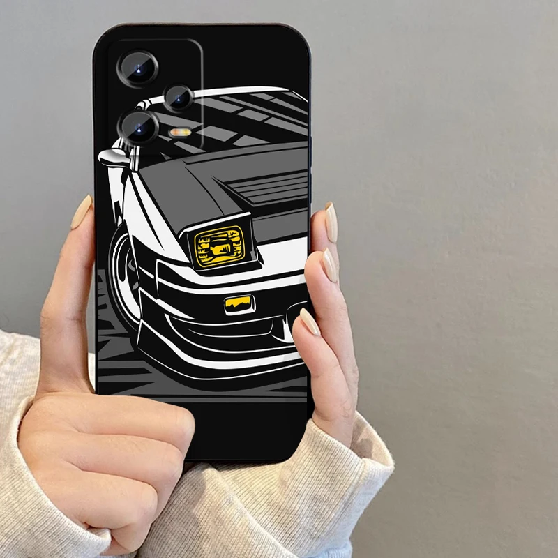 Anime Initial D Car Comics For Xiaomi Redmi Note 13 12R 12 12S Turbo 11 11T 11S 10 10S Pro Plus 5G Black Soft Phone Case image 4