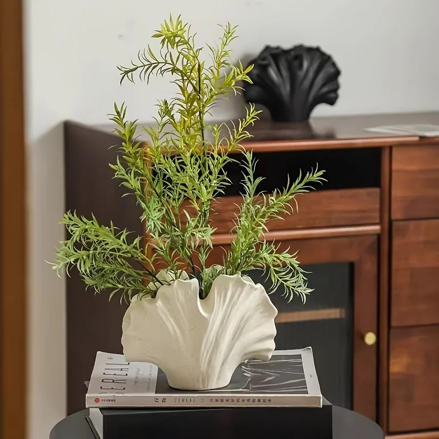

Vintage Ginkgo Leaf Ceramic Vase Wabi Sabi Style Luxury Home Decor for Living Room TV Cabinet