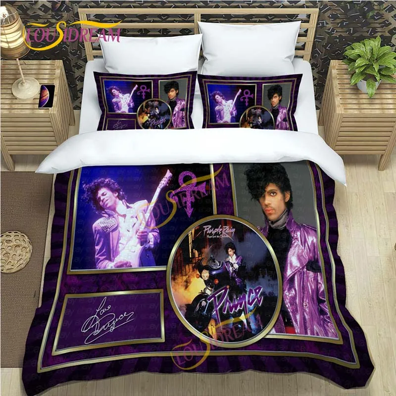 American singer Prince Rogers Nelson 3D printed bed sheets with pillowcases for children and adults, full size double bed set