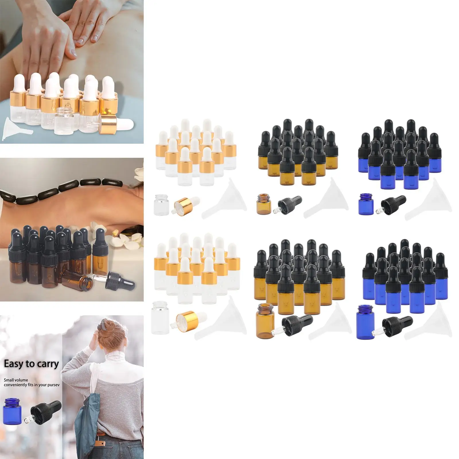 

15x Glass Dropping Bottles with Glass Droppers with Lid for Perfume Storage