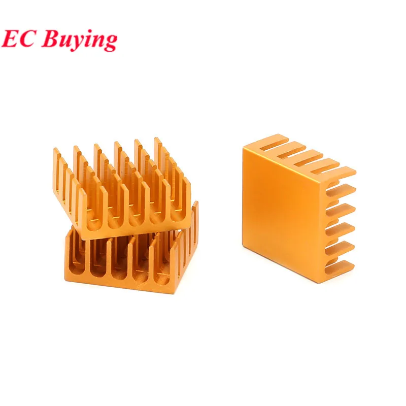 5pcs 22*22*10mm Heatsink Cooling Fin Radiator Aluminum Cooler Fan Heat Sink Golden 22X22X10mm for IC Chip LED CPU Route Computer