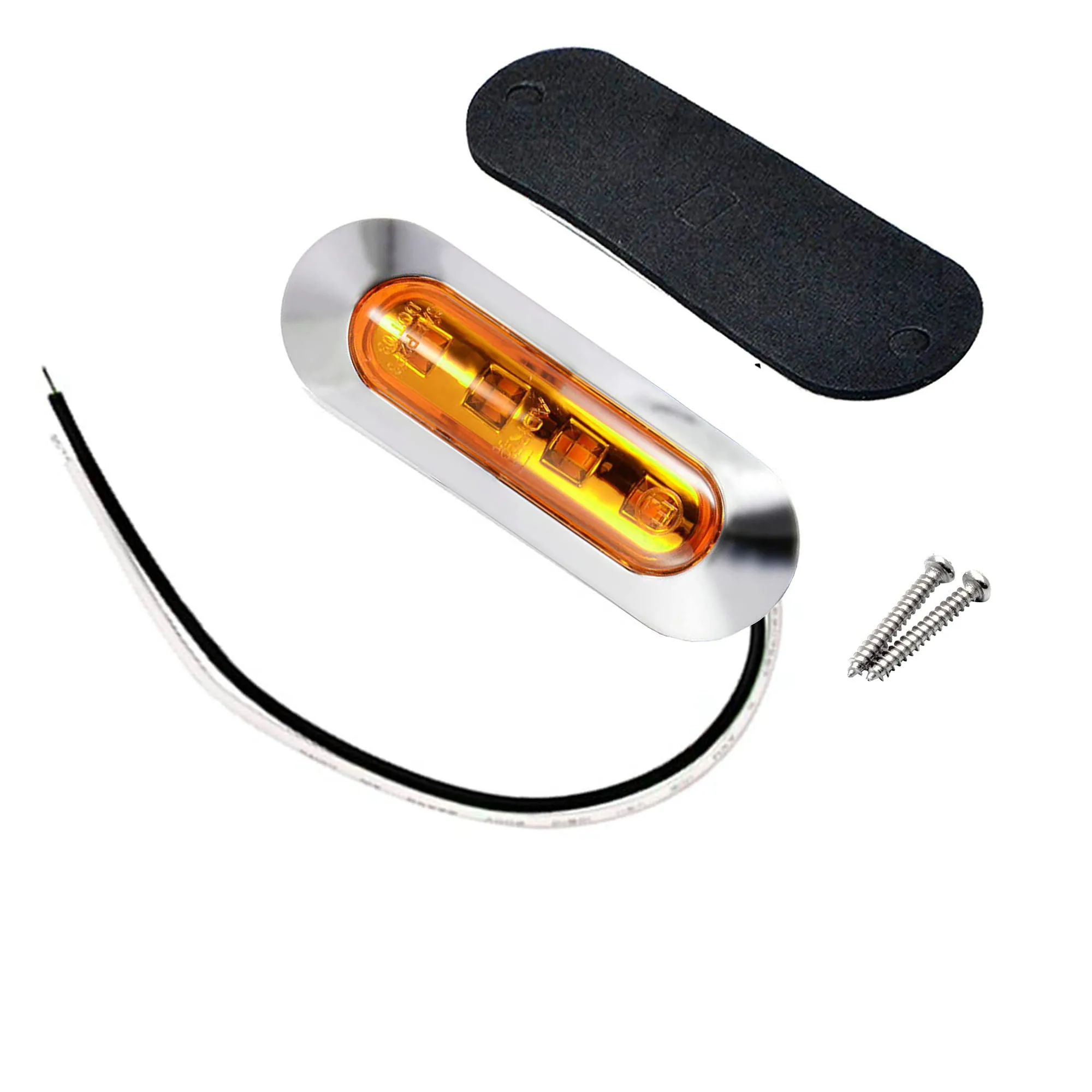 Amber 4 LED Front Rear Interior Tail Light Warning Turn Indicators  Side Marker Lights for Auto Truck Boat