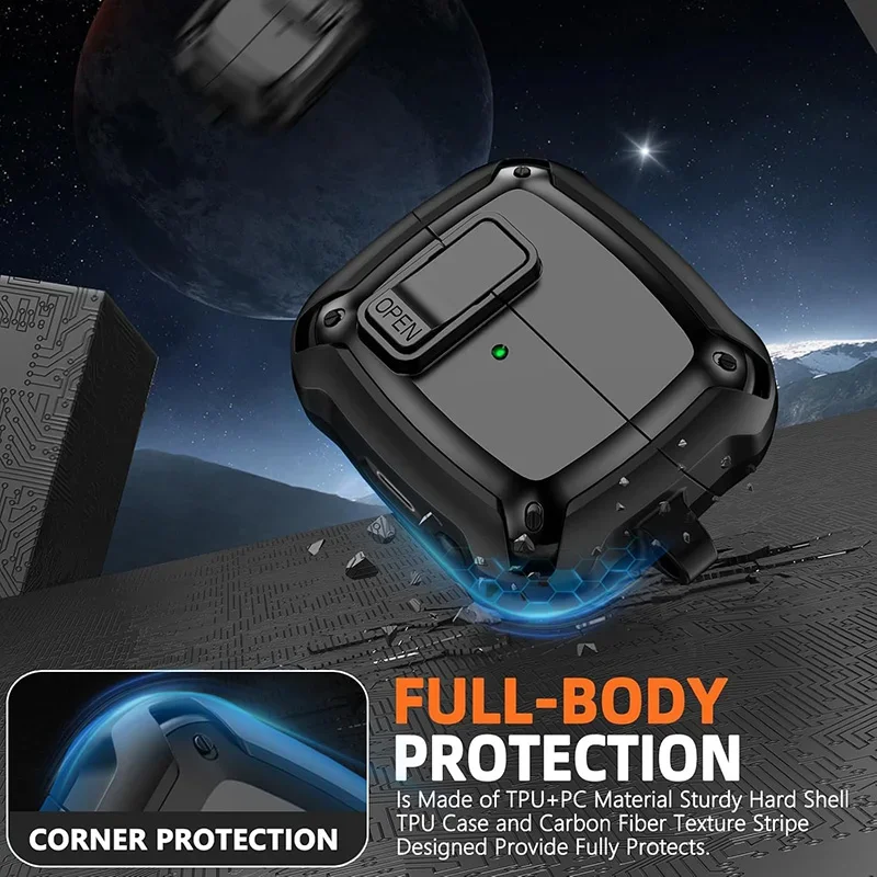 Security Lock Cover for Samsung Galaxy Buds 3 Pro Buds3 headphone Case For Samsung Buds 3 Pro Sleeve With Hook Shockproof Funda