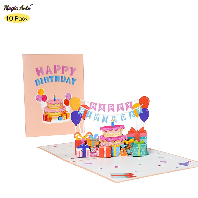 

10 Pack 3D Birthday Card Pop Up Greeting Cards Gift for Kids Mom Dad Wife Husband Newborn First