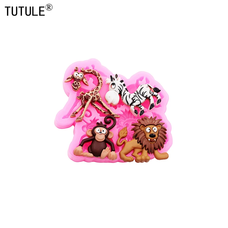 3D Animal lion resin jewelry accessories mould DIY Zebra Monkey Giraffe Earrings clay silicone mould Chocolate cake Decor mold
