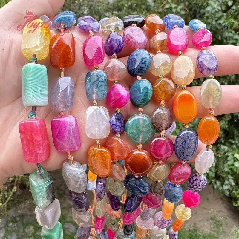 Natural Multicolor Cracked Agate Faceted Stone Beads Loose For DIY Necklace Bracelet Jewelry Making 15Inches