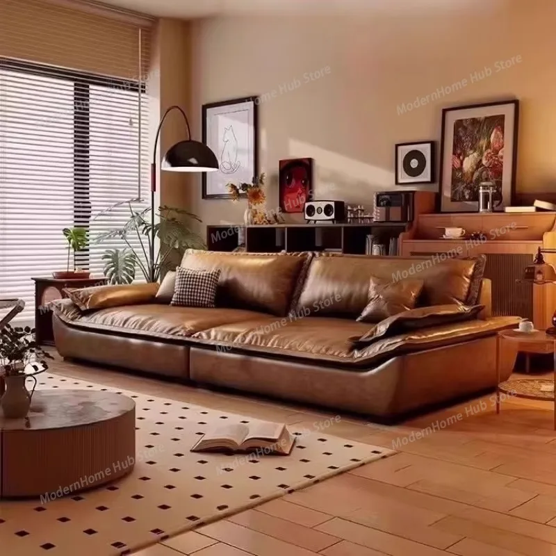 Real Lazy Living Room Sofas Extendable Aesthetic Black Leather Lounge Sofa Luxury Soft Arm Banken Woonkamer Furniture Home